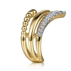 Online Gabriel & Co. Bujukan Punk - 14K Yellow Gold Triple Row Bujukan Chevron Diamond Ring