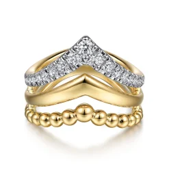 Online Gabriel & Co. Bujukan Punk - 14K Yellow Gold Triple Row Bujukan Chevron Diamond Ring