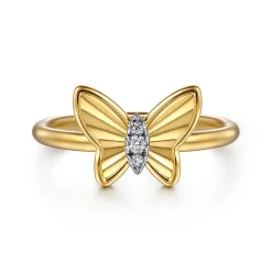 Sale Gabriel & Co. Butterfly - Butterfly Ring 14K Yellow Gold Diamond 0.03ct