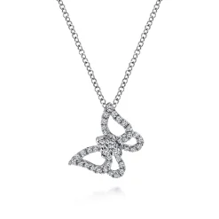 Outlet Gabriel & Co. Butterfly - 18 inch 14K White Gold Diamond Butterfly Pendant Necklace