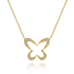 Online Gabriel & Co. Butterfly - 18 inch 14K Yellow Gold Open Diamond Butterfly Pendant Necklace