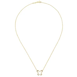 Online Gabriel & Co. Butterfly - 18 inch 14K Yellow Gold Open Diamond Butterfly Pendant Necklace
