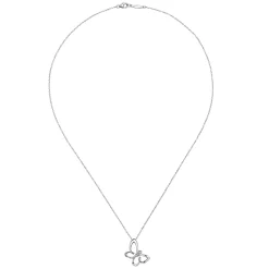 Clearance Gabriel & Co. Butterfly - 18 inch 925 Sterling Silver White Sapphire Sideways Butterfly Pendant Necklace