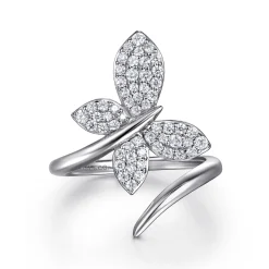 Discount Gabriel & Co. Butterfly - 14K White Gold Diamond Butterfly Bypass Ring