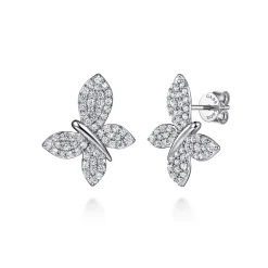 Best Gabriel & Co. Butterfly - 14K White Gold Diamond Butterfly Stud Earrings