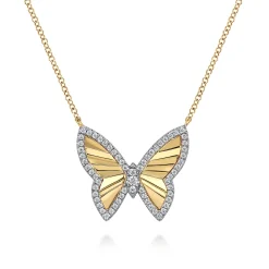 Outlet Gabriel & Co. Butterfly - 14K White Yellow Gold Diamond Butterfly Necklace