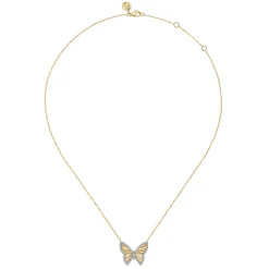 Outlet Gabriel & Co. Butterfly - 14K White Yellow Gold Diamond Butterfly Necklace
