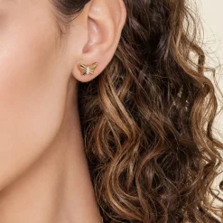 Discount Gabriel & Co. Butterfly - 14K Yellow Gold Diamond Butterfly Stud Earrings