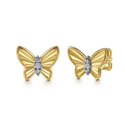 Discount Gabriel & Co. Butterfly - 14K Yellow Gold Diamond Butterfly Stud Earrings