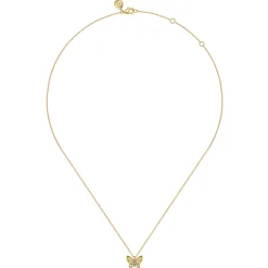 Outlet Gabriel & Co. Butterfly - 14K Yellow Gold Diamond Butterfly Necklace