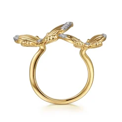 Hot Gabriel & Co. Butterfly - 14K Yellow Gold Diamond Butterfly Open Ring