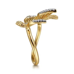 Hot Gabriel & Co. Butterfly - 14K Yellow Gold Diamond Butterfly Open Ring