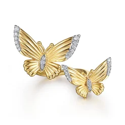 Hot Gabriel & Co. Butterfly - 14K Yellow Gold Diamond Butterfly Open Ring