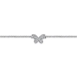 Online Gabriel & Co. Butterfly - 925 Sterling Silver and White Sapphire Butterfly Anklet
