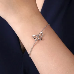 Online Gabriel & Co. Butterfly - Sterling Silver Chain Bracelet with White Sapphire Butterfly Charm