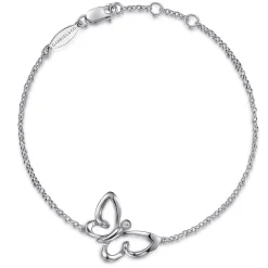 Online Gabriel & Co. Butterfly - Sterling Silver Chain Bracelet with White Sapphire Butterfly Charm