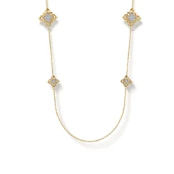 Online Gabriel & Co. Byzantine Flower - 32 Inch 18K Yellow Gold Bujukan and Diamond Floral Station Necklace