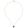 Gabriel & Co. Byzantine Flower - 18K White Yellow Gold Diamond and Lapis Floral Pendant Necklace