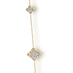 Gabriel & Co. Byzantine Flower - 18K White Yellow Gold Diamond Floral Station Necklace