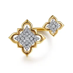 Hot Gabriel & Co. Byzantine Flower - 18K White Yellow Gold Graduating Diamond Floral Open Ring