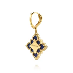 Hot Gabriel & Co. Byzantine Flower - 18K White Yellow Gold Diamond and Lapis Floral Drop Earrings