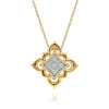 Online Gabriel & Co. Byzantine Flower - 18K Yellow Gold Bujukan and Diamond Floral Pendant Necklace