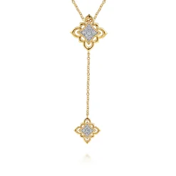 Online Gabriel & Co. Byzantine Flower - 18K Yellow Gold Bujukan and Diamond Floral Y Necklace