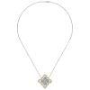 New Gabriel & Co. Byzantine Flower - 18K Yellow White Gold Pave Diamond Floral Pendant Necklace