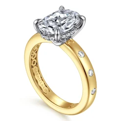 Online Gabriel & Co. Cabata - 14K White-Yellow Gold Oval Diamond Engagement Ring