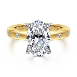 Online Gabriel & Co. Cabata - 14K White-Yellow Gold Oval Diamond Engagement Ring