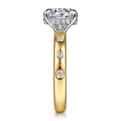 Discount Gabriel & Co. Cabata - 14K White-Yellow Gold Round Diamond Engagement Ring