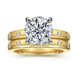 Discount Gabriel & Co. Cabata - 14K White-Yellow Gold Round Diamond Engagement Ring