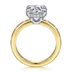 Discount Gabriel & Co. Cabata - 14K White-Yellow Gold Round Diamond Engagement Ring