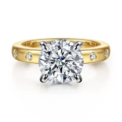 Discount Gabriel & Co. Cabata - 14K White-Yellow Gold Round Diamond Engagement Ring