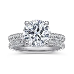Outlet Gabriel & Co. Cadie - 14K White Gold Round Pave Diamond Engagement Ring