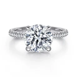 Outlet Gabriel & Co. Cadie - 14K White Gold Round Pave Diamond Engagement Ring