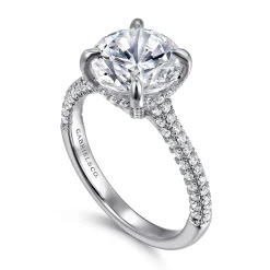 Outlet Gabriel & Co. Cadie - 14K White Gold Round Pave Diamond Engagement Ring