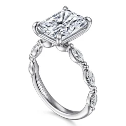 Outlet Gabriel & Co. Caitte - 14K White Gold Radiant Cut Double Prong Diamond Engagement Ring