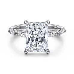 Outlet Gabriel & Co. Caitte - 14K White Gold Radiant Cut Double Prong Diamond Engagement Ring