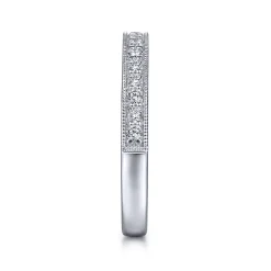New Gabriel & Co. Calabria - 14K White Gold Channel Prong Diamond Anniversary Band with Milgrain - 0.25 ct
