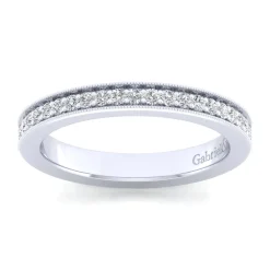 Clearance Gabriel & Co. Calabria - 14K White Gold Channel Prong Diamond Anniversary Band with Milgrain - 0.15 ct