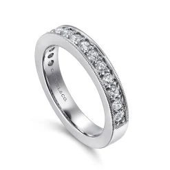 Gabriel & Co. Calabria - 14K White Gold Channel Prong Diamond Anniversary Band with Milgrain - 0.5 ct