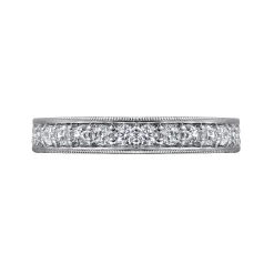 Gabriel & Co. Calabria - 14K White Gold Channel Prong Diamond Anniversary Band with Milgrain - 0.5 ct