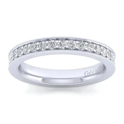 Best Gabriel & Co. Calabria - 14K White Gold Channel Prong Diamond Anniversary Band with Milgrain - 0.35 ct