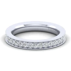 Best Gabriel & Co. Calabria - 14K White Gold Channel Prong Diamond Anniversary Band with Milgrain - 0.35 ct