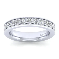 Hot Gabriel & Co. Calabria - 14K White Gold Channel Prong Diamond Anniversary Band with Milgrain - 0.8 ct