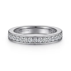 New Gabriel & Co. Calabria - 14K White Gold Channel Prong Set Diamond Eternity Band - 0.75 ct