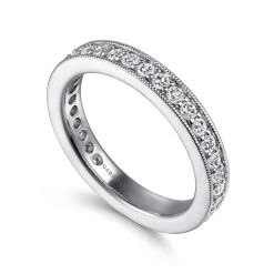 New Gabriel & Co. Calabria - 14K White Gold Channel Prong Set Diamond Eternity Band - 0.75 ct