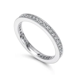 New Gabriel & Co. Calabria - 14K White Gold Channel Prong Diamond Eternity Band with Milgrain - 0.3 ct