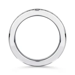 Clearance Gabriel & Co. Calabria - 14K White Gold Diamond Prong Channel Diamond Anniversary Band with Milgrain - 0.7 ct